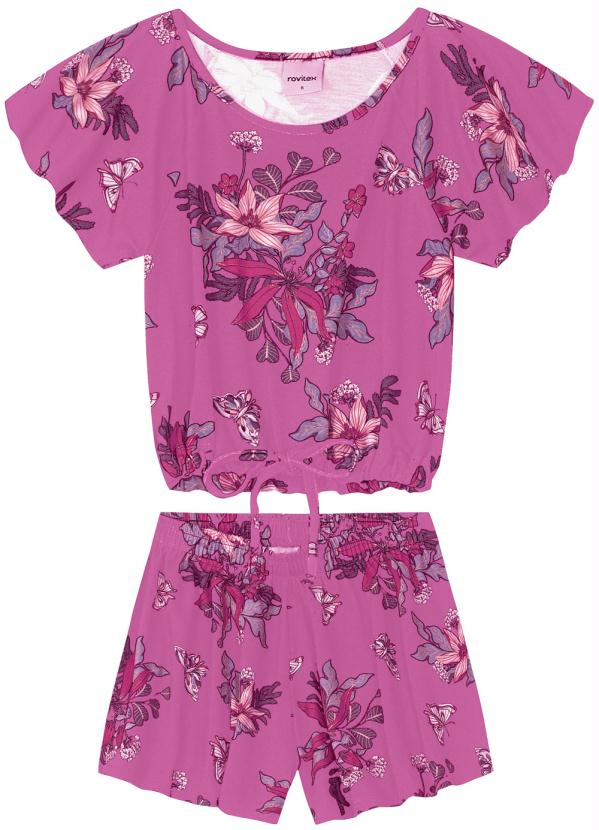 

Conjunto Infantil Floral Rosa