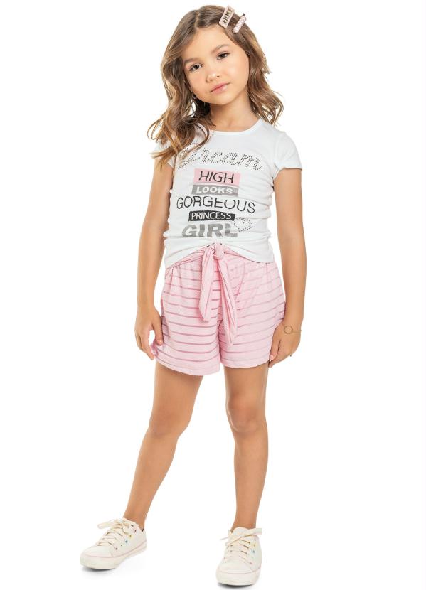 

Conjunto Infantil Menina Listrado Branco