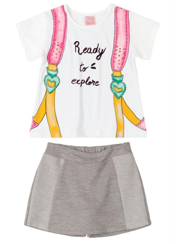 

Conjunto Infantil Shorts-Saia Branco