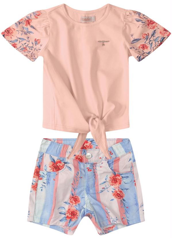 

Conjunto Laranja Floral com Amarração Menina