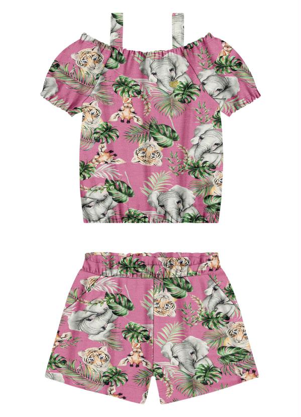 

Conjunto Shorts Infantil Floral Roxo