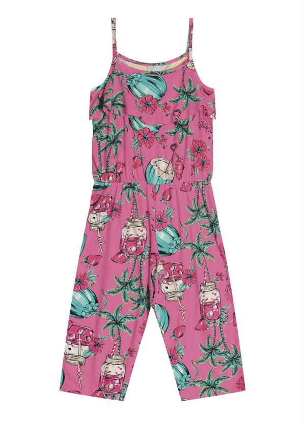 

Macacão Infantil Midi Floral Rosa