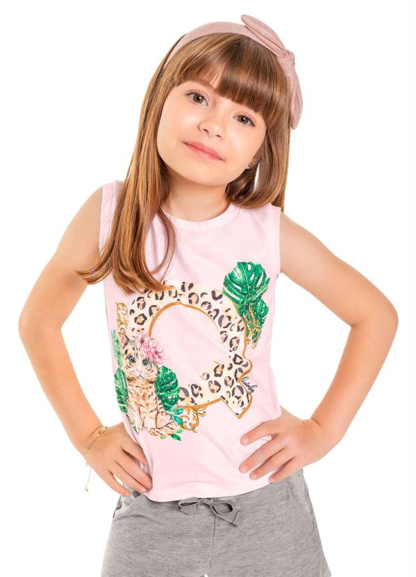 

Regata Infantil Menina Animal Print Rosa