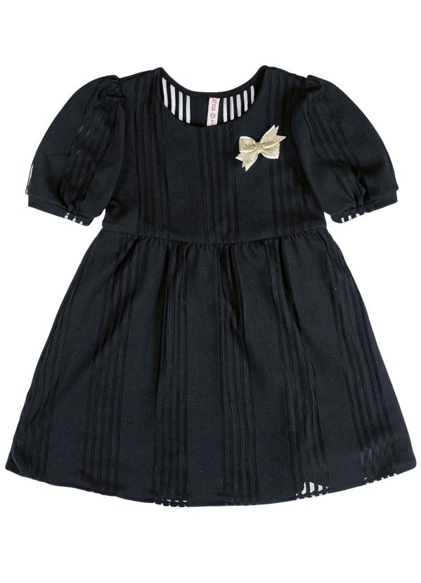 

Vestido Infantil Curto com Laço Preto