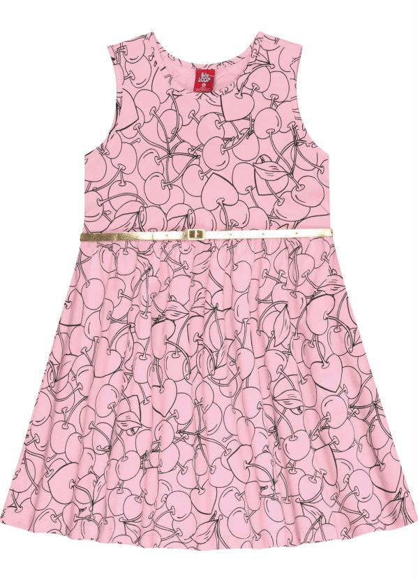 

Vestido Infantil com Cinto Rosa