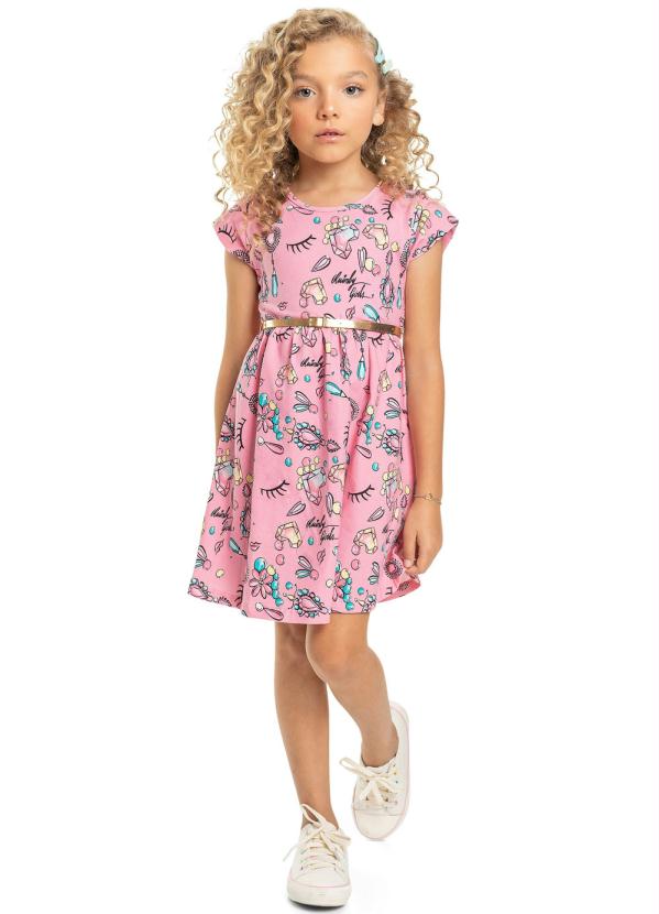 

Vestido Infantil com Cinto Rosa