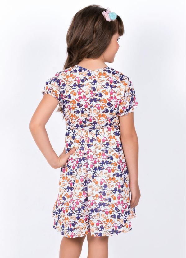 

Vestido Infantil com Laço Decorativo Passáros, Branco