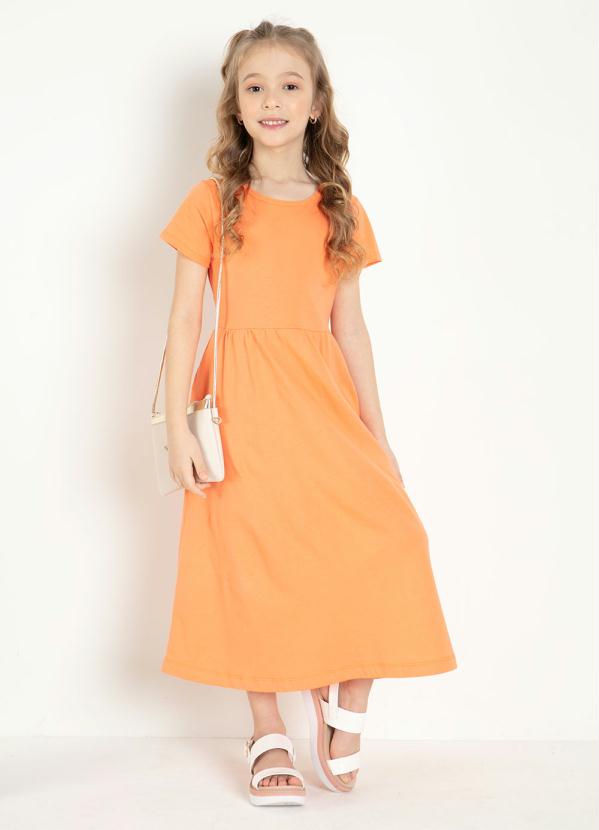 

Vestido Infantil Coral com Bolsos, Laranja