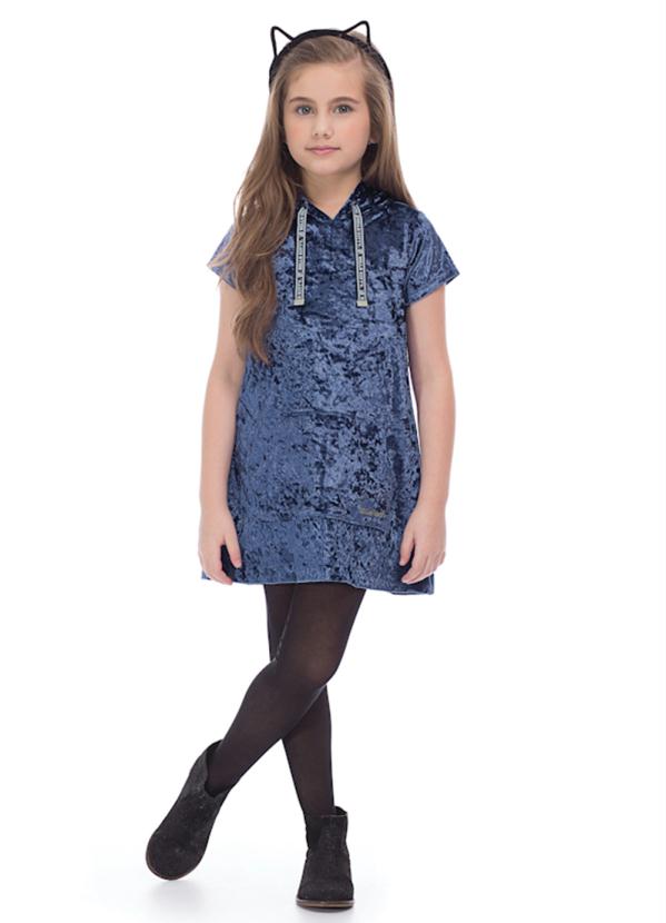 

Vestido Infantil em Veludo Azul