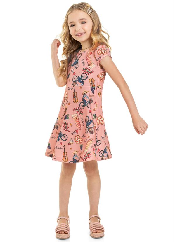 

Vestido Infantil Estampado Rosa