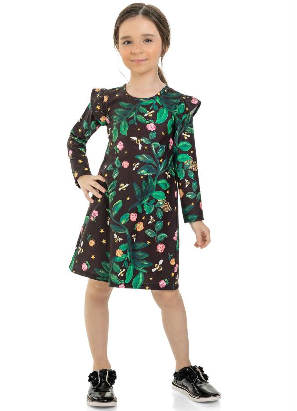 

Vestido Infantil Manga Longa Bee Preto