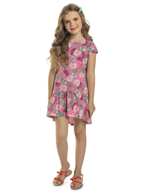 

Vestido Infantil Mullet Frutas Rosa