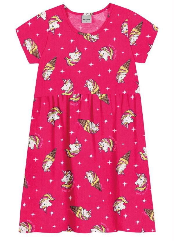 

Vestido Infantil Unicórnio Rosa