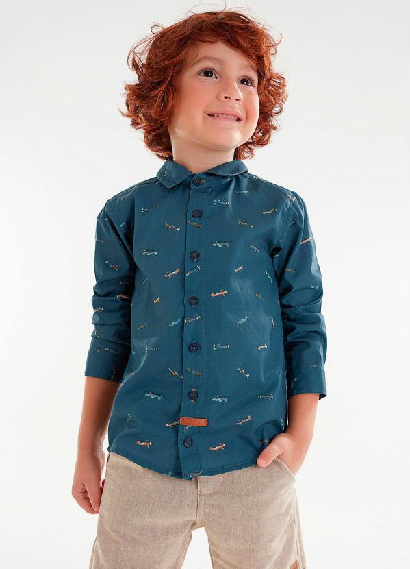 

Camisa Manga Longa Infantil Azul