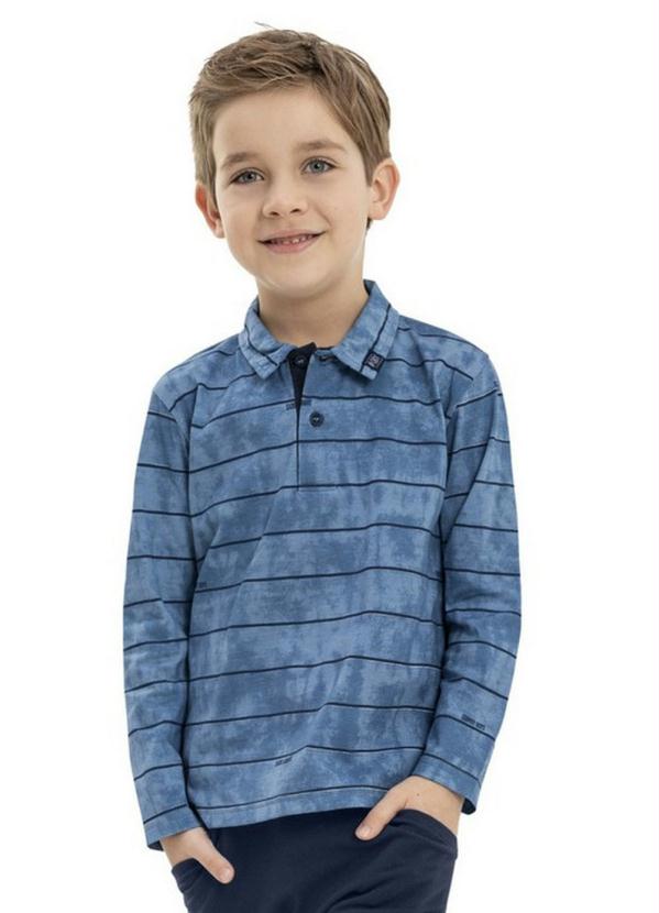 

Camisa Infantil Polo Manga Longa Azul