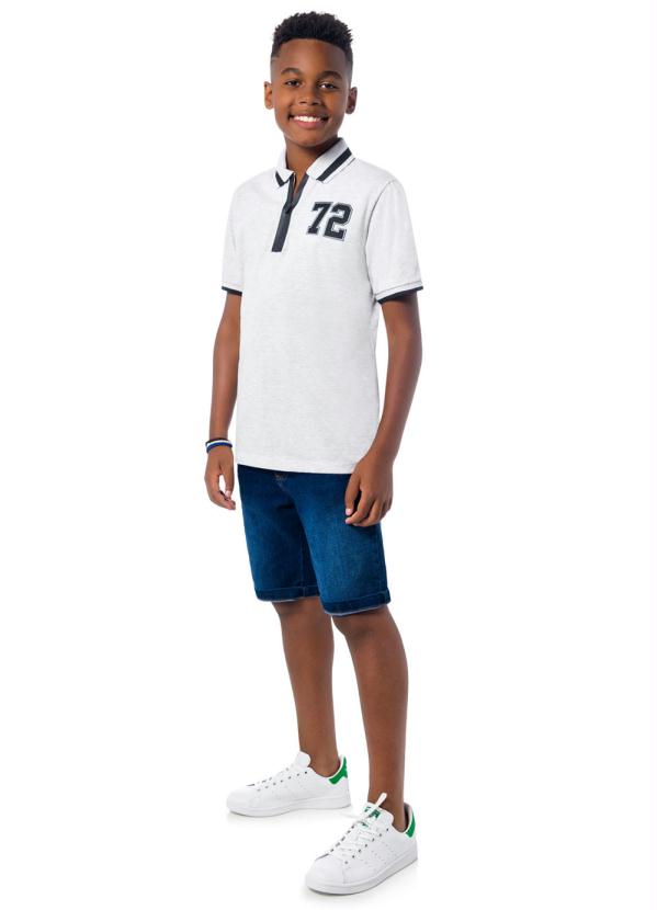 

Polo Teen Masculina Mescla, Cinza