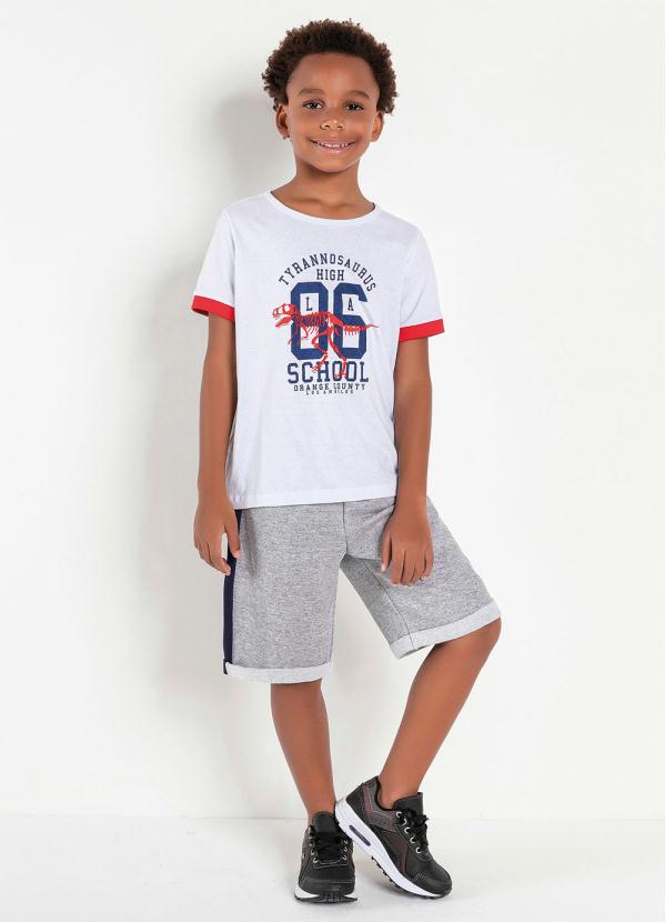 

Camiseta Infantil Branca e Vermelha Manga Curta, Branco