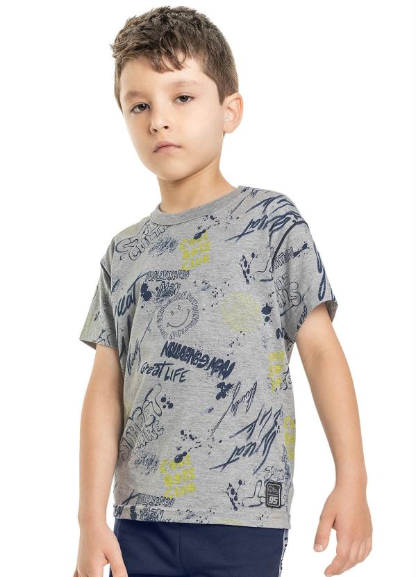 

Camiseta Infantil Manga Curta Cinza