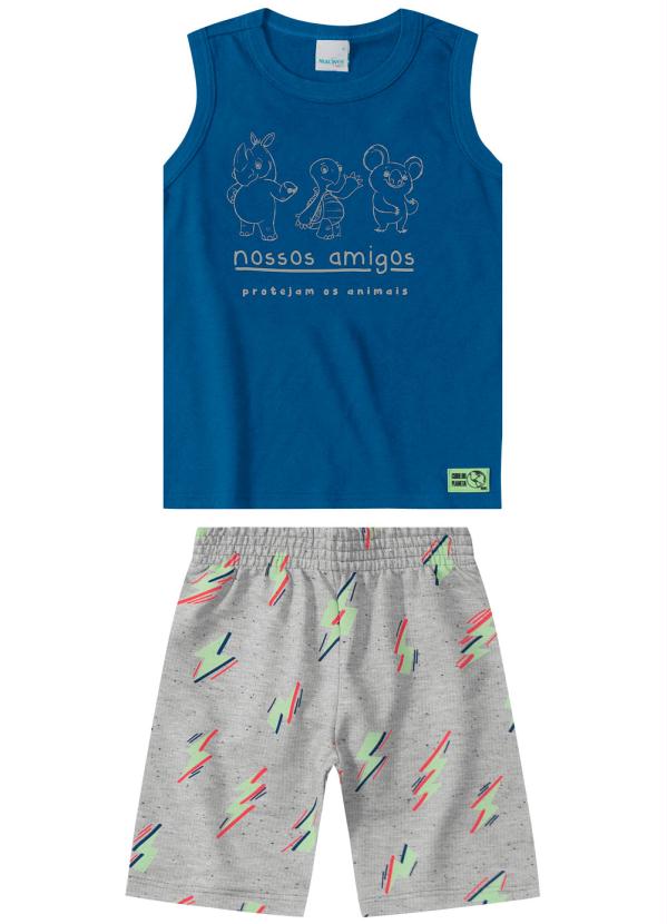 

Conjunto Azul Proteja os Animais em Moletinho