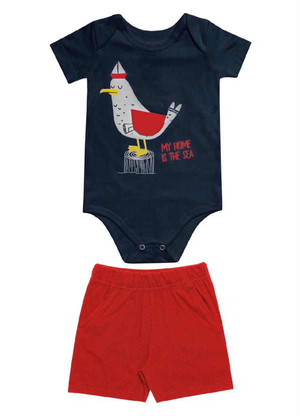 

Conjunto Infantil Body com Shorts Azul