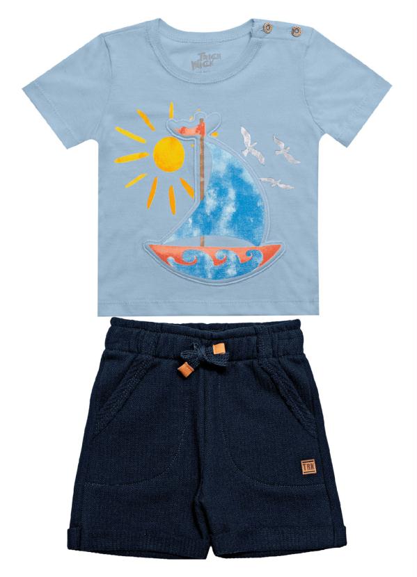 

Conjunto Infantil Camiseta com Bermuda Azul