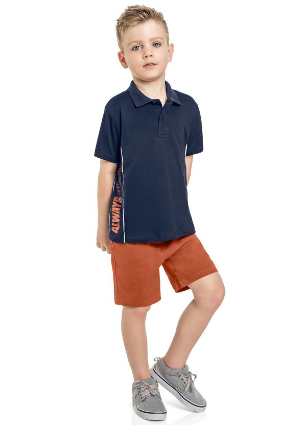 

Conjunto Infantil Polo e Bermuda Azul