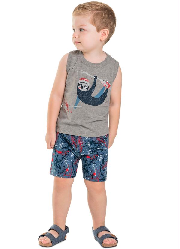 

Conjunto Infantil Regata e Bermuda Cinza