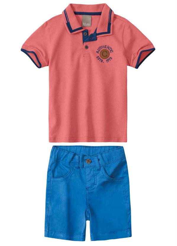 

Conjunto Salmão Camisa Polo Bordada, Laranja