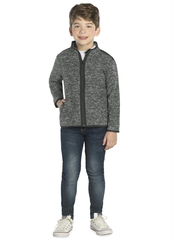 

Jaqueta Infantil Malha Soft Cinza