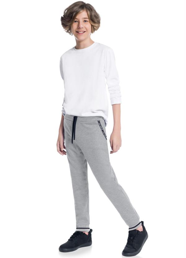 

Calça Teen Masculina Mescla, Cinza