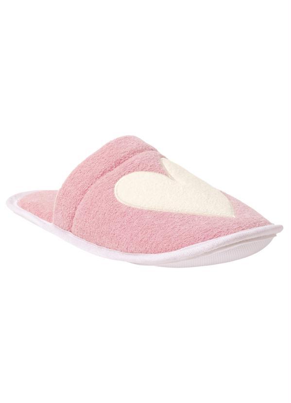 Chinelo Pantufa Rosa em Tecido Atoalhado