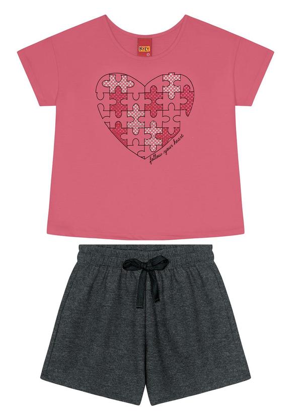 Conjunto Infantil Menina Quebra-Cabeça Vermelho