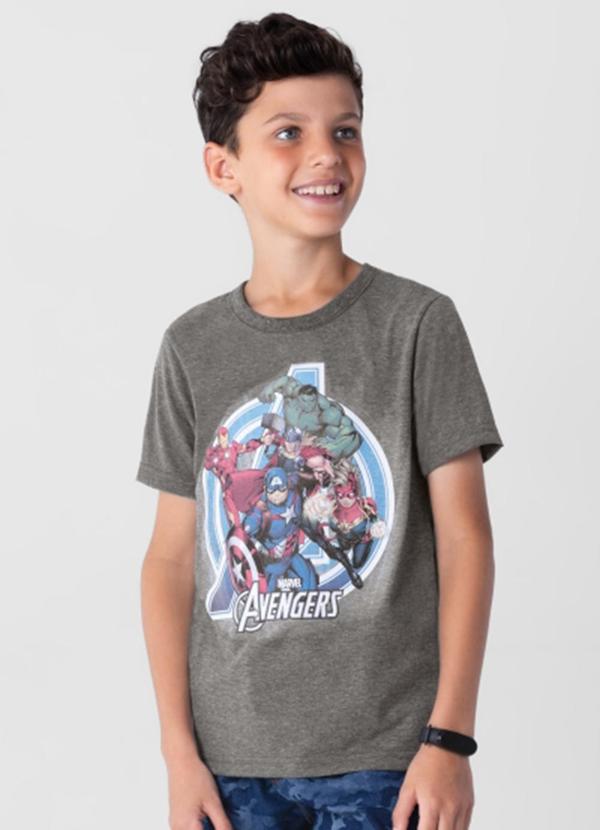 Camiseta Marvel Avengers Infantil Menino Cinza